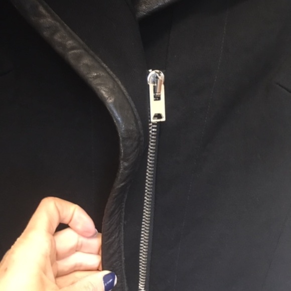 ISABEL MARANT Black Leather Trim Cotton Blazer Jacket Sz 0 - Picture 7 of 11